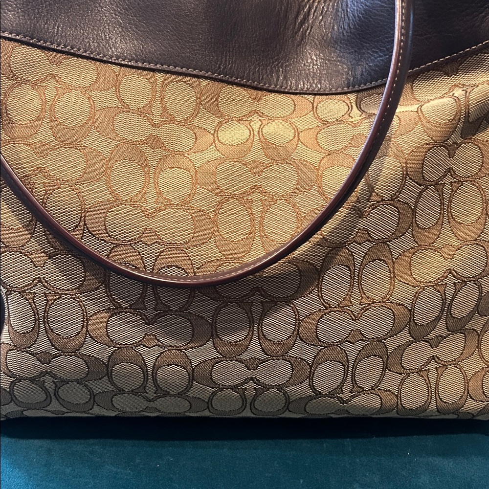 Coach Lexy Tan and Brown Signature Canvas Shoulder Bag NWOT - Picture 5 of 9